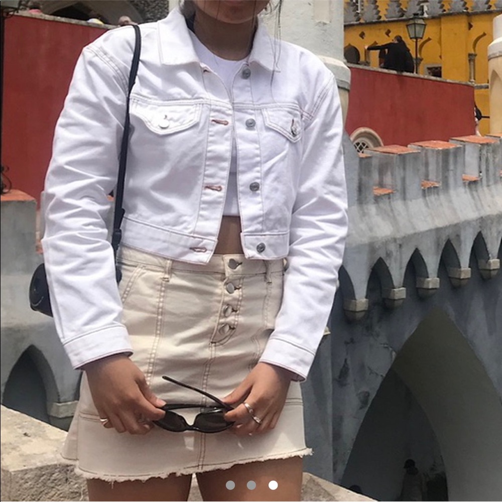 White denim jacket and skirt